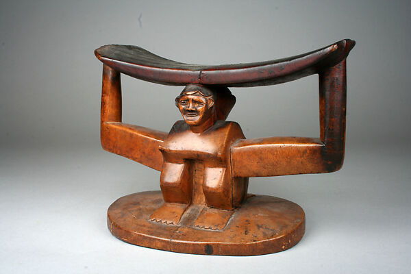 Headrest: Figure, Wood, Kuba peoples, Mbala group 