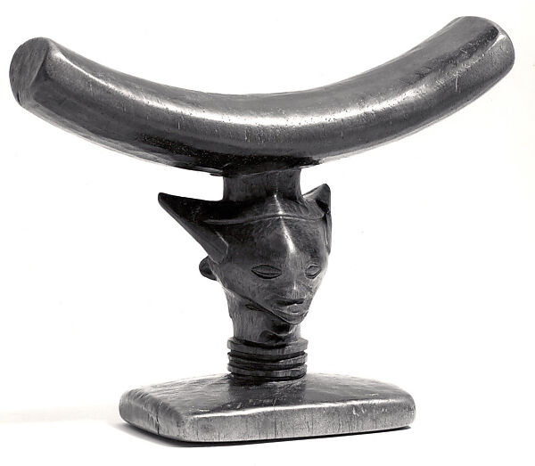 Headrest: Head, Wood, metal tacks, Kuba peoples