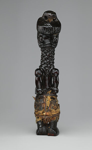 Figure, Wood, brass tacks, hide, cane strips, Luluwa peoples