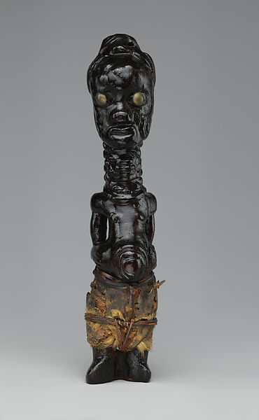 Figure, Wood, brass tacks, hide, cane strips, Luluwa peoples 