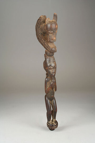 Gong Mallet with Male Figure (Lawle), Wood, Baule peoples 