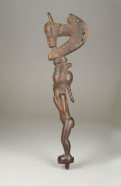 Gong Mallet with Male Figure (Lawle), Wood, Baule peoples