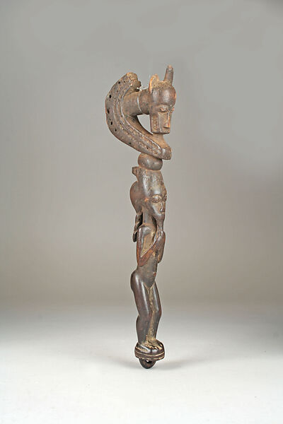 Gong Mallet with Male Figure (Lawle), Wood, Baule peoples