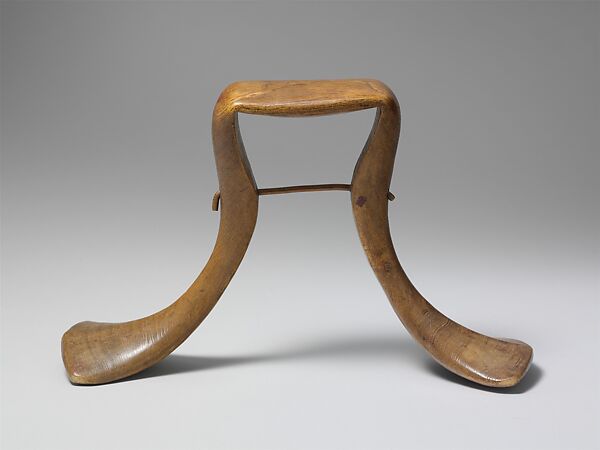 Headrest, Wood, copper, pigment, Karimoja peoples 