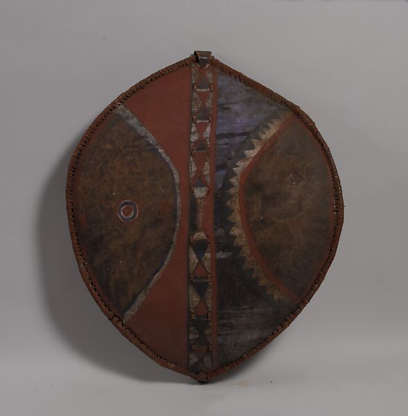 Shield, Leather, wood, pigment, fur, Maasai peoples 