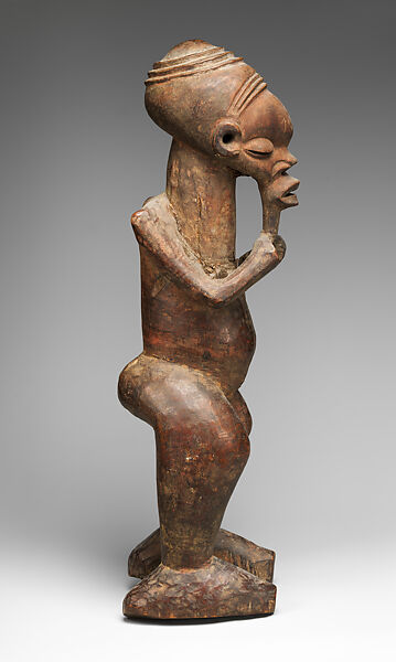 Yikeki male figure, Yaka artist and nganga (ritual specialist), Wood, paint(?), plant fiber, Yaka peoples