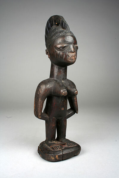 Twin Figure: Female (Ibeji), Wood, pigment, beads, Yoruba peoples 