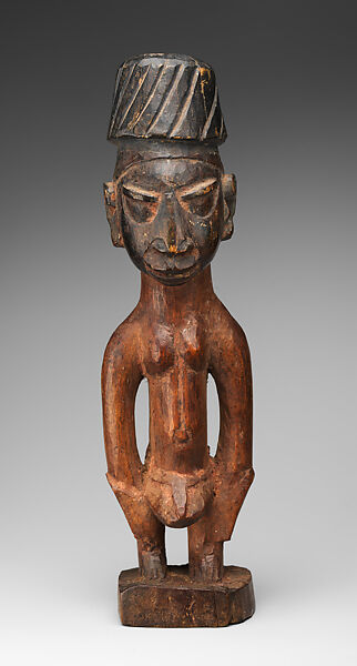 Twin Figure: Male (Ibeji), Wood, camwood powder, pigment, Yoruba peoples, Ijebu group 