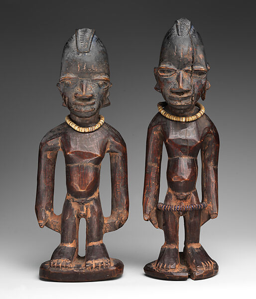 Twin Figure: Male (Ibeji), Yoruba artist, Wood, beads, nail, Yoruba peoples