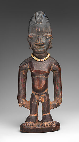 Twin Figure: Male (Ibeji), Wood, beads, nail, Yoruba peoples 