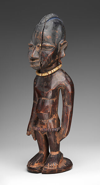 Twin Figure: Male (Ibeji), Yoruba artist, Wood, beads, nail, Yoruba peoples