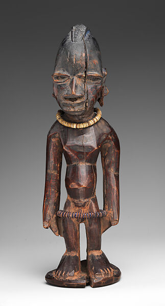 Twin Figure: Male (Ibeji), Wood, beads, nail, Yoruba peoples 