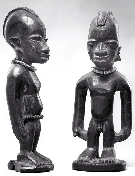 Twin Figure: Male (Ibeji), Yoruba artist, Wood, beads, nail, Yoruba peoples