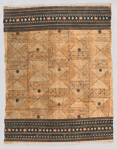 Barkcloth Panel (Gatu Vakaviti), Barkcloth, pigment, Fijian 