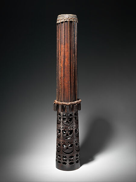 Drum (Pahu), Wood, sharkskin, fiber, Austral Islanders