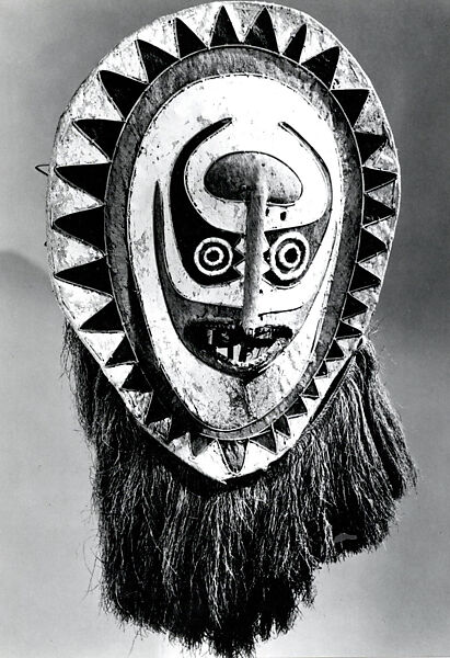 Mask (eharo), Barkcloth, cane, paint, fiber, Elema people