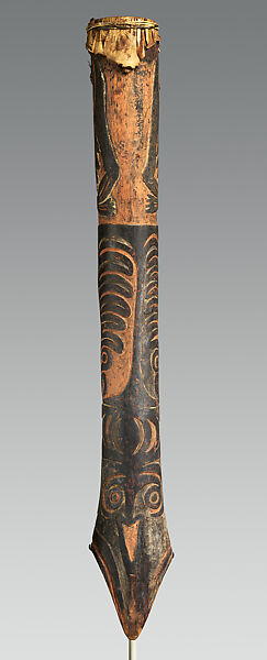 Drum, Wood, reptile skin, paint, bamboo, fiber, resin, Gogodala people