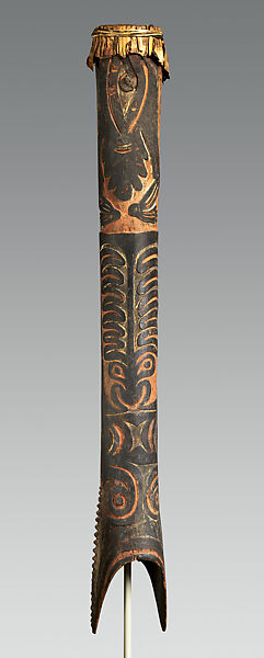 Drum, Wood, reptile skin, paint, bamboo, fiber, resin, Gogodala people