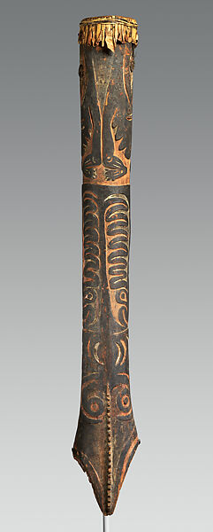 Drum, Wood, reptile skin, paint, bamboo, fiber, resin, Gogodala people