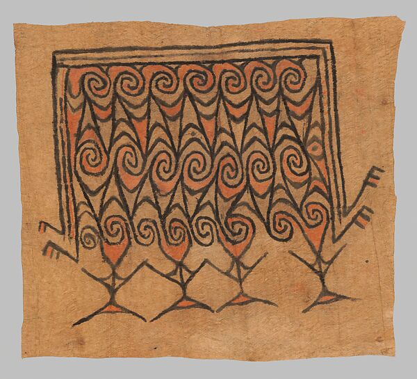 Barkcloth Panel (Maro), Barkcloth, pigment, Sentani people 