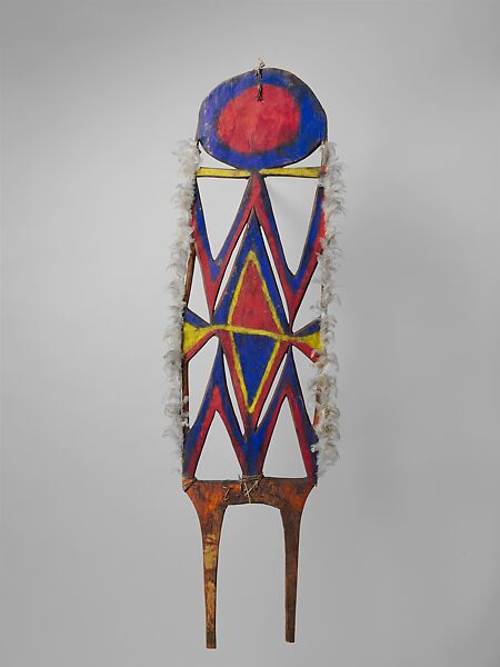 Ritual Board (Wenena gerua), Wood, paint, feathers, fiber, Siane people