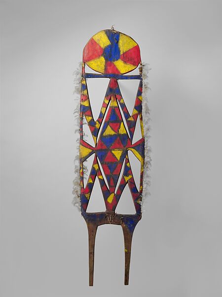Ritual Board (Wenena gerua), Wood, paint, feathers, fiber, Siane people 