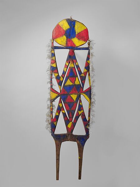 Ritual Board (Wenena gerua), Wood, paint, feathers, fiber, Siane people