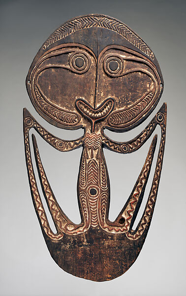 Skull Hook (Agiba), Wood, paint, plant fiber, Kerewa people 