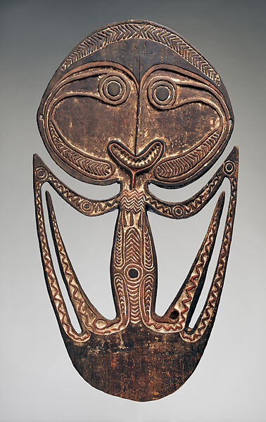 Skull Hook (Agiba), Wood, paint, plant fiber, Kerewa people