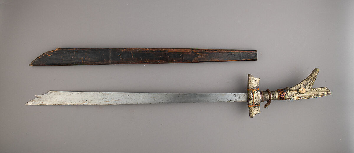 Sword (Kampilan) with Scabbard, Steel, wood, Philippine, Mindanao