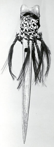 Dagger, Bone, cassowary feathers, seeds, fiber, Asmat people 