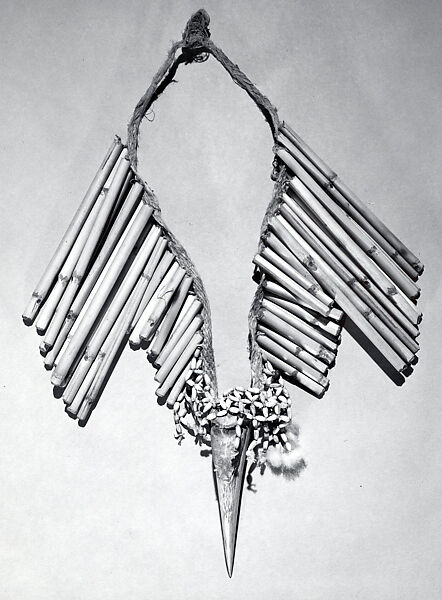 Necklace, Bamboo, hornbill beak, seeds, fiber, Asmat people 