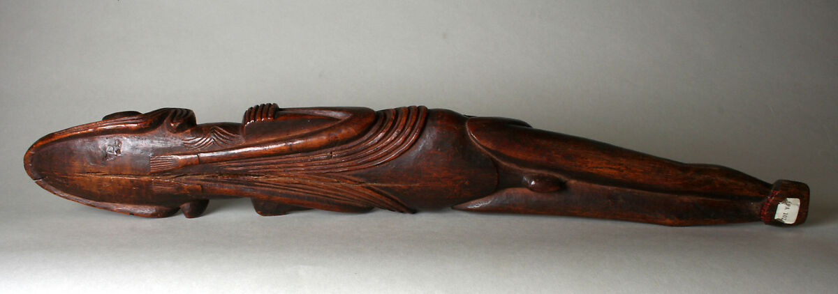 Lizard Man Figure (Moko), Wood, obsidian, bone, Rapa Nui people