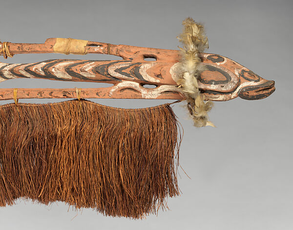 Ceremonial Plank, Wood, paint, feathers, fiber, cowry shell, dye, Iatmul people