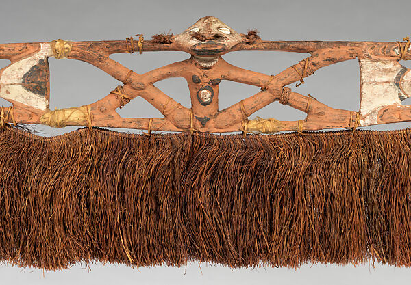 Ceremonial Plank, Wood, paint, feathers, fiber, cowry shell, dye, Iatmul people