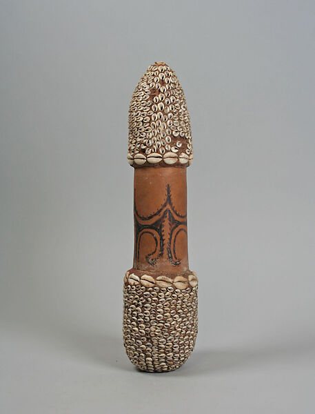 Lime Container, Gourd, clay, cowrie shells, nassa shells, Middle Sepik 