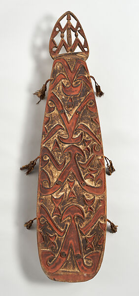 Shield, Asmat artist, Wood, paint, sago palm leaves, Asmat people 