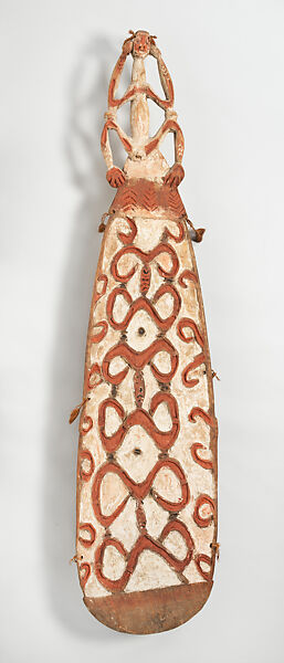 Shield, Sep, Wood, paint, sago palm leaves, Asmat people 