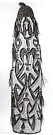 Shield, Wood, paint, sago palm leaves, Asmat people 