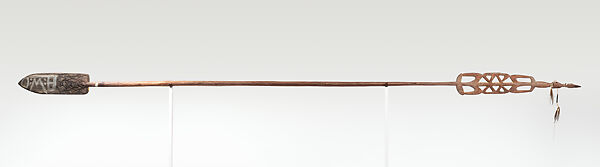 Paddle, Suvit, Wood, cassowary quills, seeds, feathers, fiber, paint, Asmat people