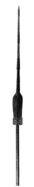 Spear, Wood, cassowary clawl, fiber, Asmat people 