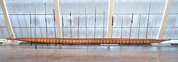 Canoe, Chief Chinasapitch, Wood, paint, sago palm leaves, cotton cloth, iron nails, Asmat peoples