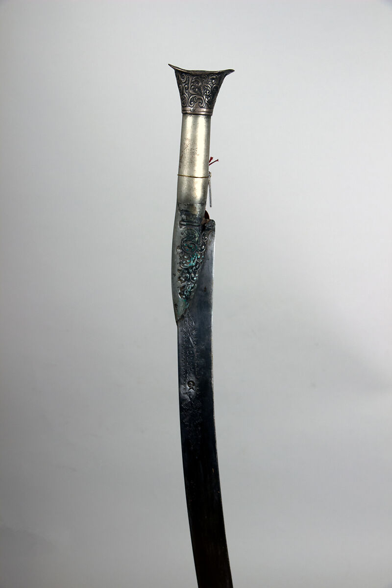 Sword (Yatagan) with Scabbard, Steel, silver, wood, lacquer, Turkish