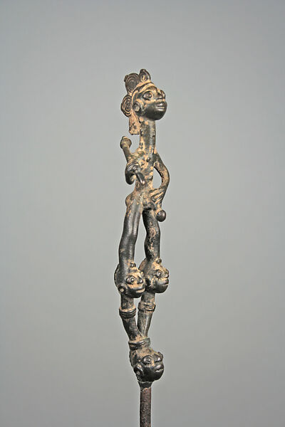 Staff: Figurative Finial, Brass, iron, silver alloy, Soninke peoples 