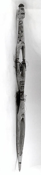 Ancestor Pole (Omu [?]), Wood, sago palm leaves, paint, Asmat people 