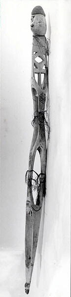 Ancestor Pole (Omu [?]), Wood, sago palm leaves, paint, Asmat people 