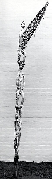 bisj (ancestor pole), Ajowmien, Wood, paint, fiber, sago palm leaves, Asmat people