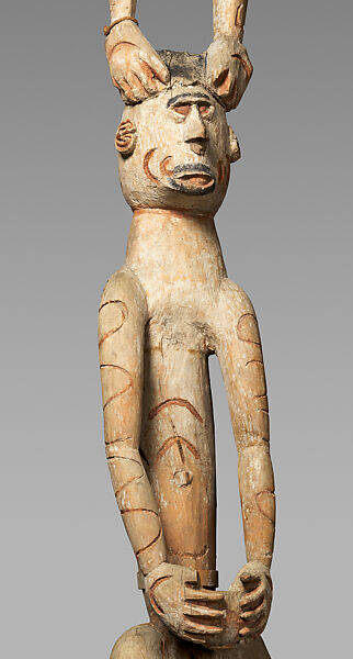 bisj (ancestor pole), Jewer, Wood, paint, fiber, sago palm leaves, Asmat people