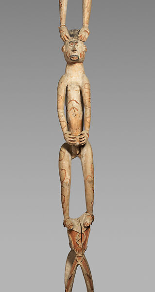 bisj (ancestor pole), Jewer, Wood, paint, fiber, sago palm leaves, Asmat people