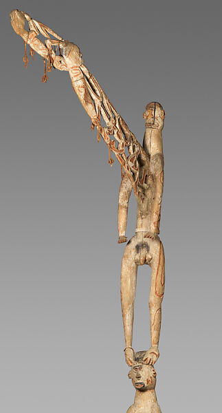 bisj (ancestor pole), Jewer, Wood, paint, fiber, sago palm leaves, Asmat people
